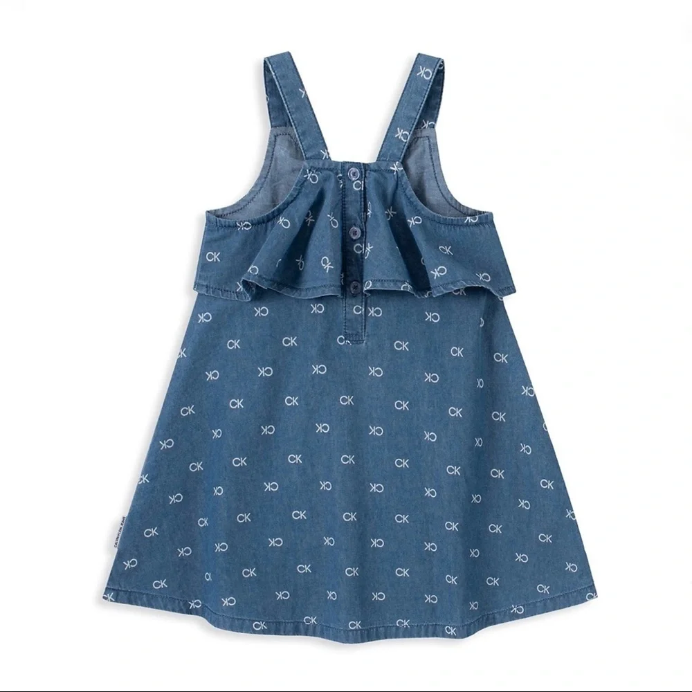 Calvin Klein Logo Print Chambray Jean dress 4T NWT